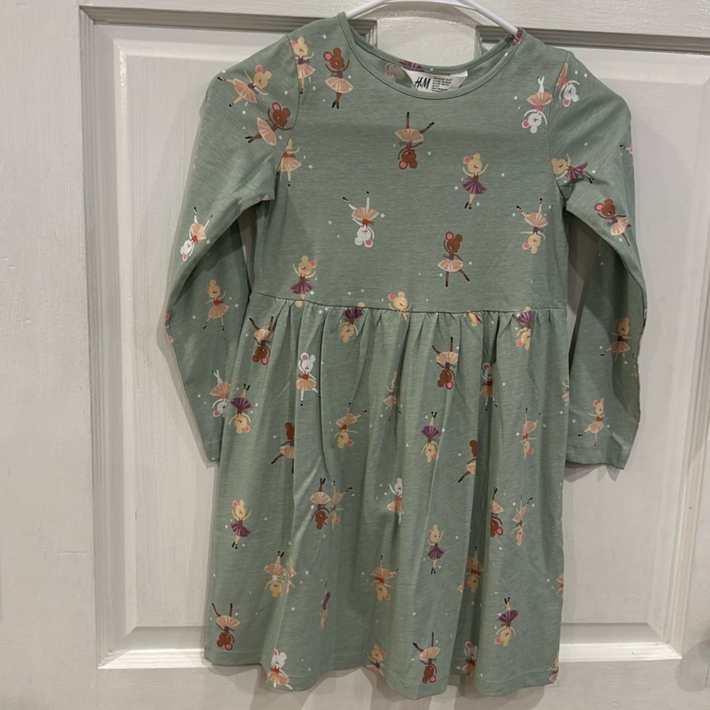 H&M Girls Bunnies Long Sleeve Dress Size 6-8